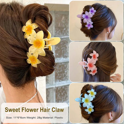 Große Blumen-Haarklammer (11 cm) – Candy-Farbe Farbverlauf Shark Clip für Frauen & Mädchen