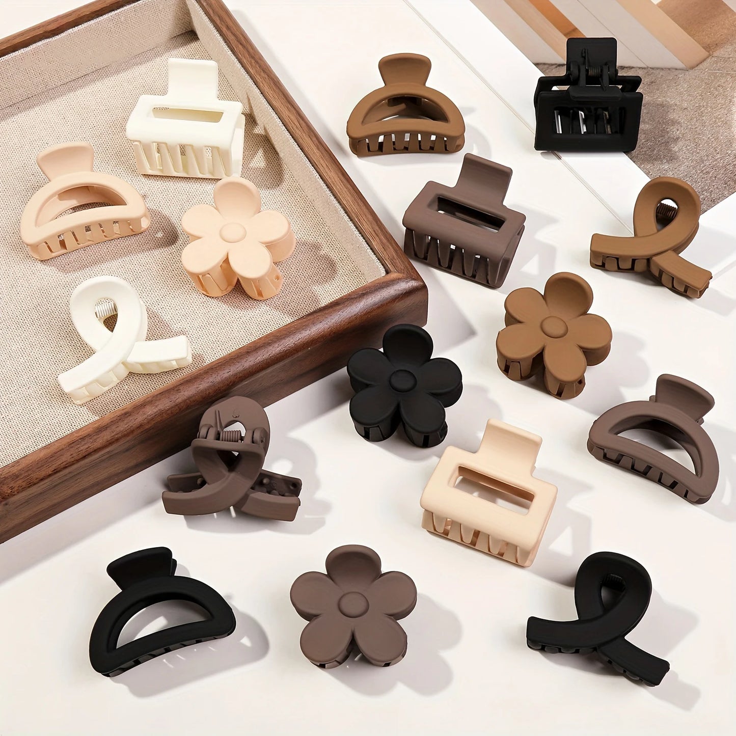 5er Set kleine Blumen-Haarklammern – Matte Mini-Haarclips für Frauen & Mädchen, ideal für feines Haar