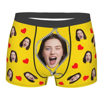 Personalisierte Foto-Boxershorts für Männer – individuelle Boxer Briefs mit Gesicht, weiche Unterwäsche (95% Polyester/5% Elasthan), Valentinstag Geschenk für Ehemann