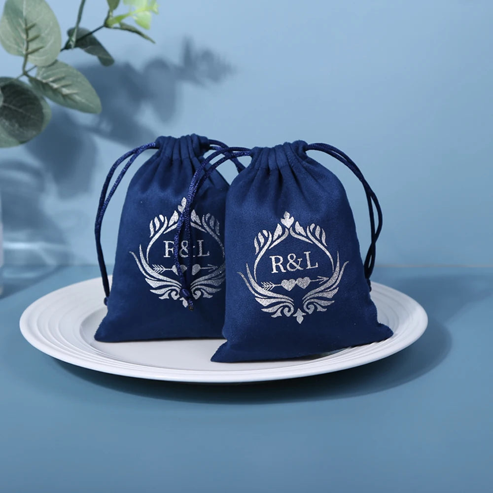 100 bolsas de joyería personalizadas con logotipo: bolsitas de terciopelo con cordón para anillos, pendientes, pulseras y cartas del tarot. 