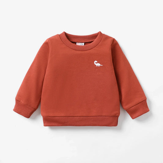 PatPat Baby Sweatshirt mit Dino Stickerei