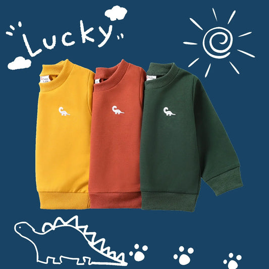 PatPat Baby Sweatshirt mit Dino Stickerei
