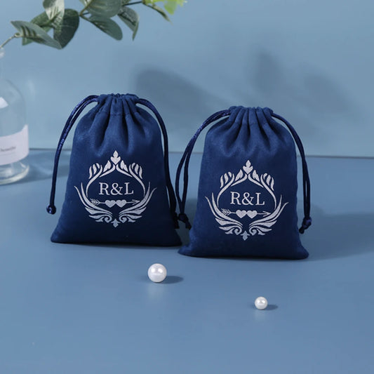 100 bolsas de joyería personalizadas con logotipo: bolsitas de terciopelo con cordón para anillos, pendientes, pulseras y cartas del tarot. 