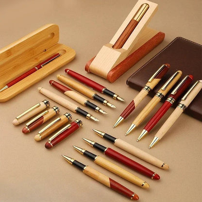 Bolígrafo de madera personalizado con grabado: caja de regalo de arce/haya, logotipo de empresa o nombre grabable. 