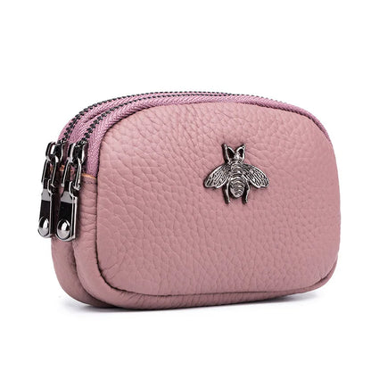 CICICUFF genuine leather women's coin purse with double zipper