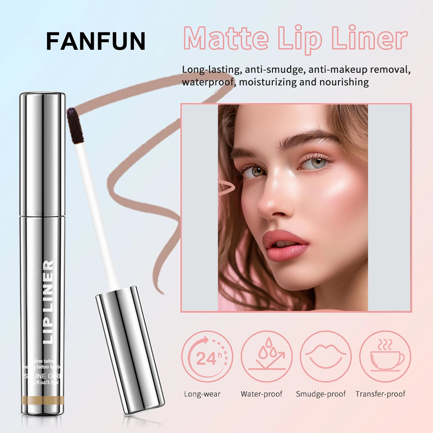 Wasserdichter Peel-Off Lipliner – abziehbarer Tattoo-Lipgloss, matte Lippentönung, wischfest & langlebig, braune Kontur