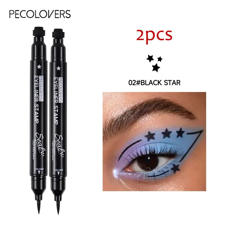 2-in-1 Star & Moon Liquid Eyeliner – Schwarzer Eyeliner-Stift mit Stempel, wasserfest & langanhaltend