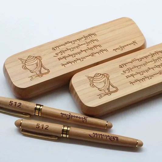 Personalisierter Holz-Kugelschreiber mit Gravur – Geschenkbox aus Ahorn/Buche, Firmenlogo oder Name gravierbar