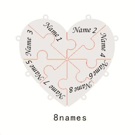 Llavero de corazón de acero inoxidable personalizado: 8 piezas, grabado para familiares, amigos o parejas