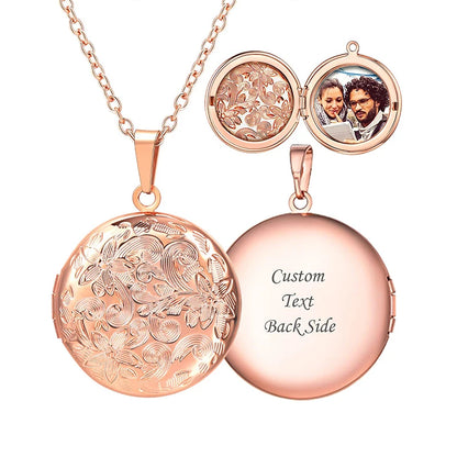 Blütenzauber – Personalisiertes Foto-Medaillon aus Edelstahl