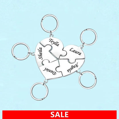 Llavero de corazón de acero inoxidable personalizado: 8 piezas, grabado para familiares, amigos o parejas