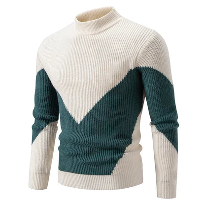 High-quality men's knitted sweater – warm color block look