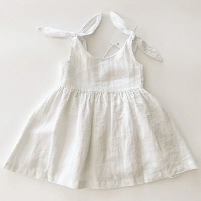 Vestido de lino con tapeta de botones