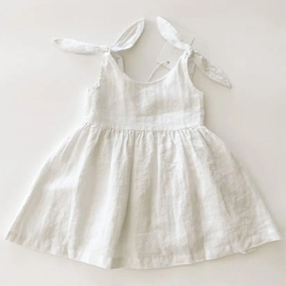 Vestido de lino con tapeta de botones