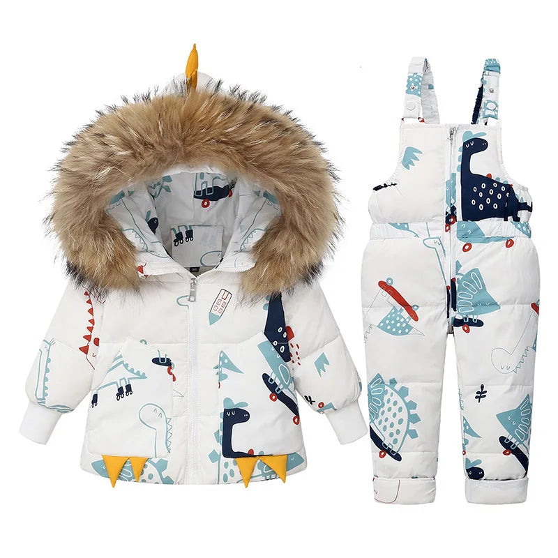 Conjunto de dinosaurio de invierno para niños: cálido, suave y listo para la aventura