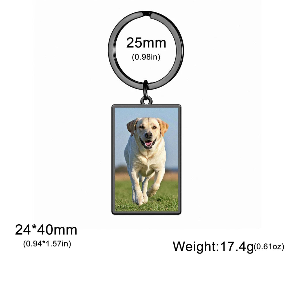 Personalisierter Foto-Schlüsselanhänger aus Edelstahl – Individueller Bild-Keychain in Herz- oder Rechteckform, perfektes Geschenk zu Weihnachten