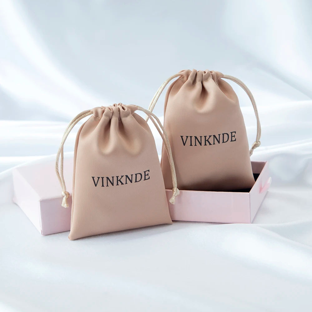 100x Personalized Satin Drawstring Bags – Jewelry Bags, Gift &amp; Candy Bags with Logo for Wedding &amp; Events