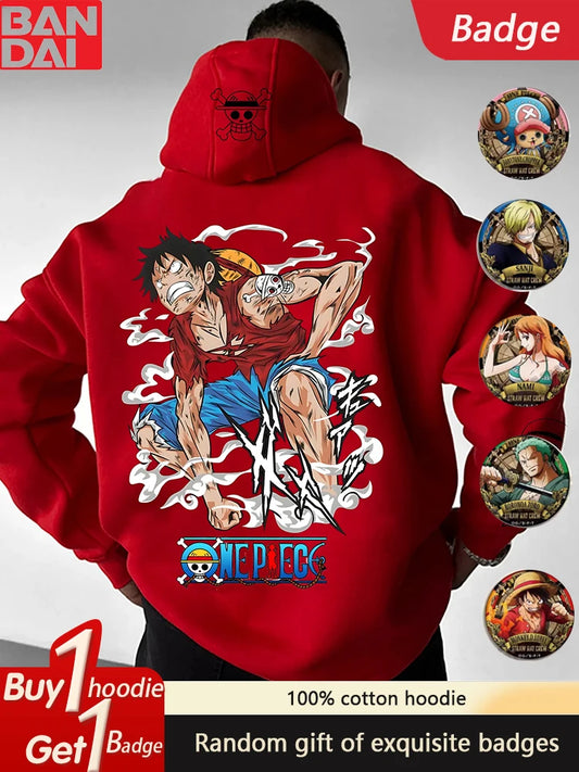 Bandai One Piece Luffy Hoodie+ Gratis-Badge !