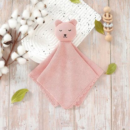 Personalisierter Baby-Komforttuch mit Namen – gestricktes Schmusetuch mit Tiermotiv, weiches Beruhigungstuch für Neugeborene & Kleinkinder