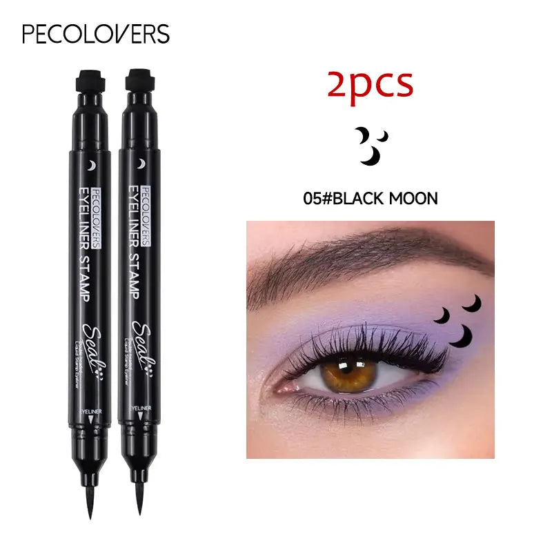 2-in-1 Star & Moon Liquid Eyeliner – Schwarzer Eyeliner-Stift mit Stempel, wasserfest & langanhaltend