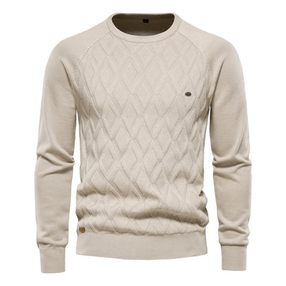 Suéter de algodón para hombre AIOPESON con estampado clásico de diamantes