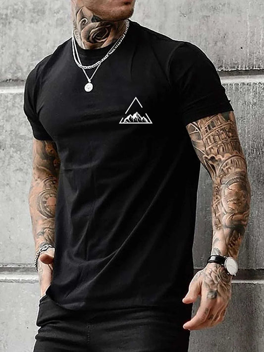 Mountain Peaks Kurzarmshirt aus Baumwolle mit Berg-Print