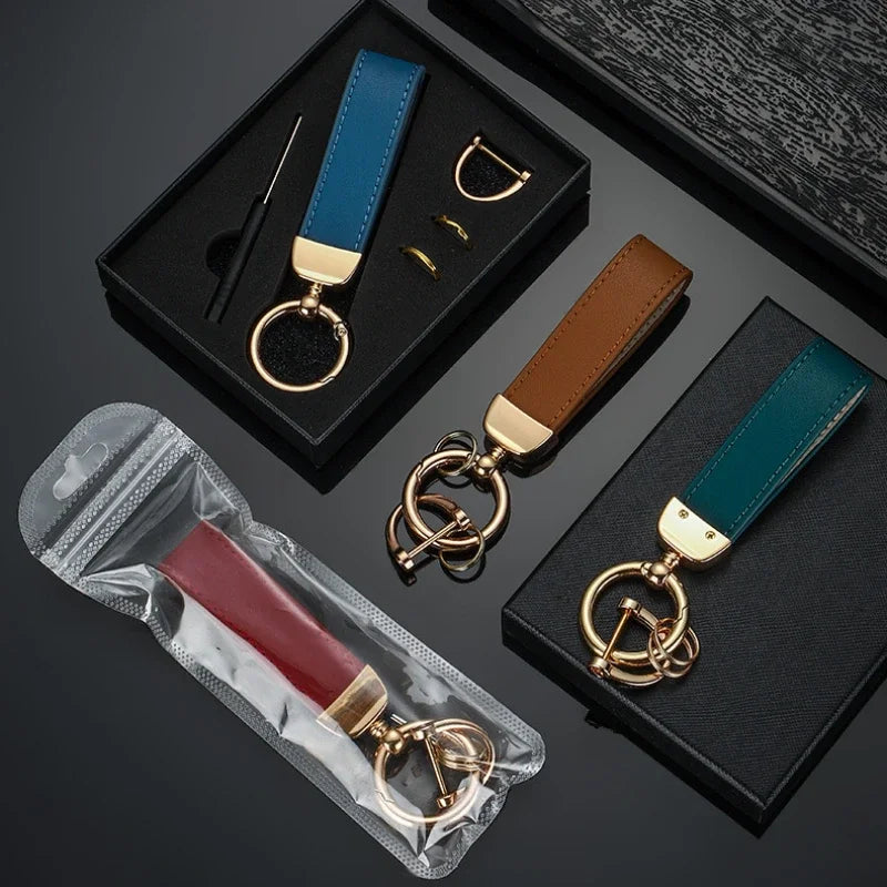 Llavero de cuero personalizado con grabado: llavero vintage con logotipo, nombre o números en caja de regalo. 