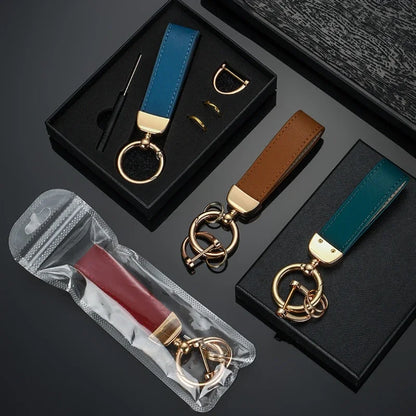 Llavero de cuero personalizado con grabado: llavero vintage con logotipo, nombre o números en caja de regalo. 