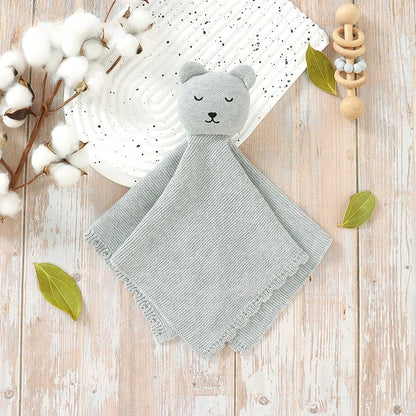 Personalisierter Baby-Komforttuch mit Namen – gestricktes Schmusetuch mit Tiermotiv, weiches Beruhigungstuch für Neugeborene & Kleinkinder