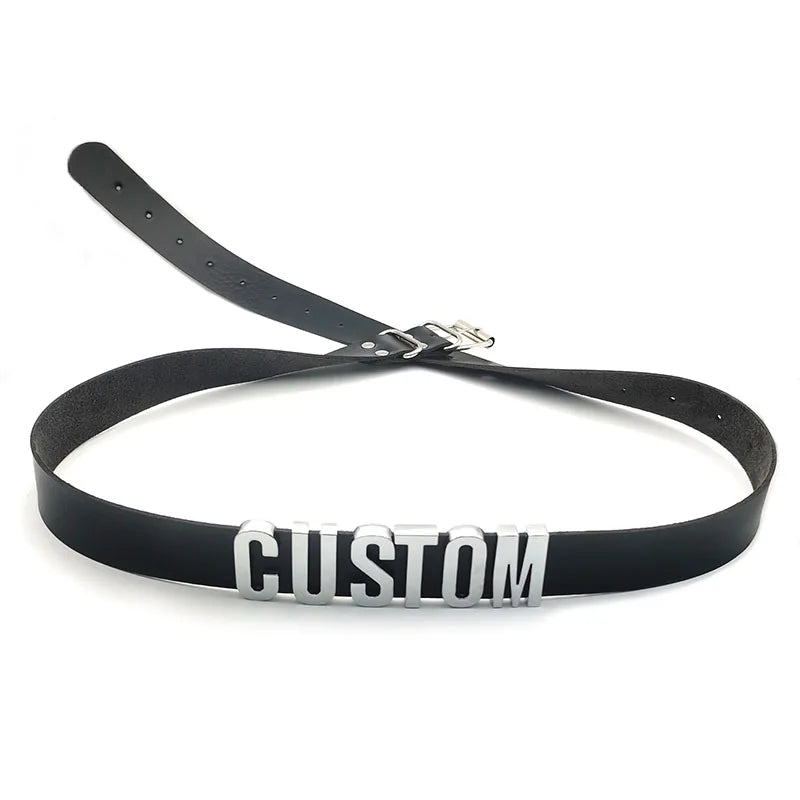 Cinturón de cuero punk personalizado – Cinturón con letras personalizadas | Cadena para el vientre y joyería corporal para fiestas y cosplay