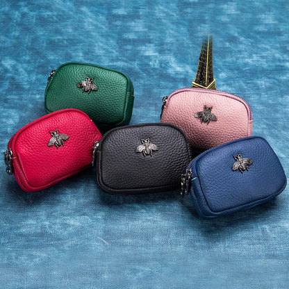 CICICUFF genuine leather women's coin purse with double zipper