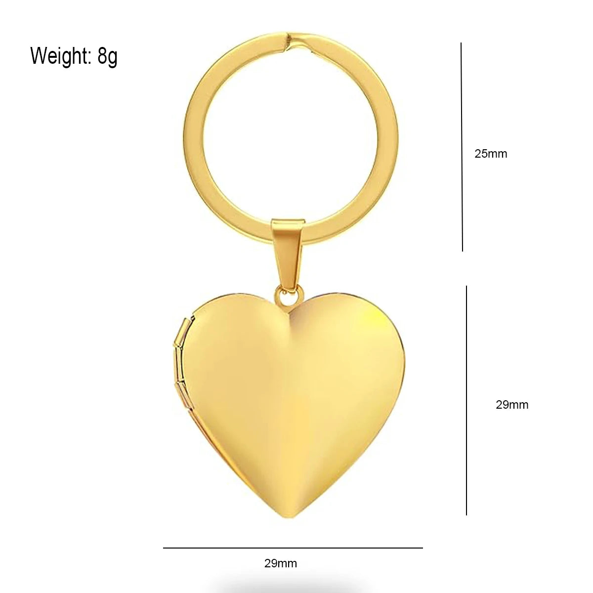 Llavero de corazón individual con foto (baño de oro de 18 quilates)