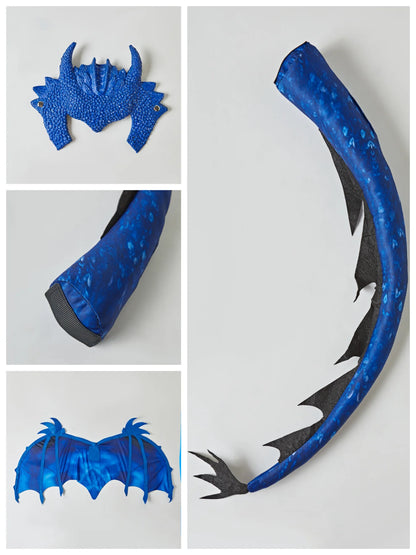 Disfraz infantil de dragón "Dragón Azul Hielo" (con alas, cola y máscara)