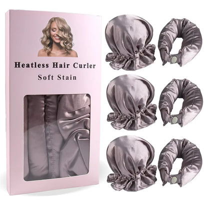 3-teiliges Satin Heatless Curling Set – Hitzefreier Lockenstab mit Haarkappen für langes & mittellanges Haar