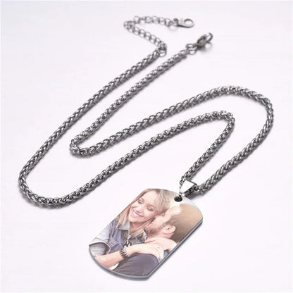 Collar de acero inoxidable con foto personalizado – Colgante con impresión a color y grabado