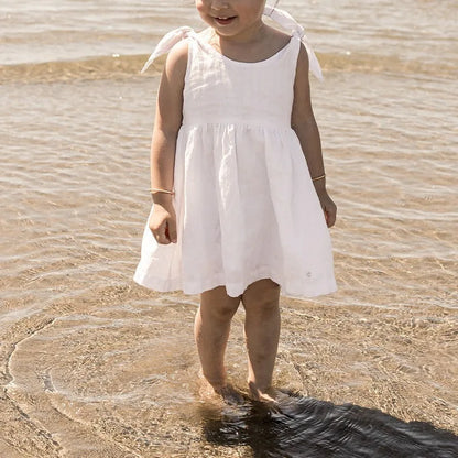 Vestido de lino con tapeta de botones