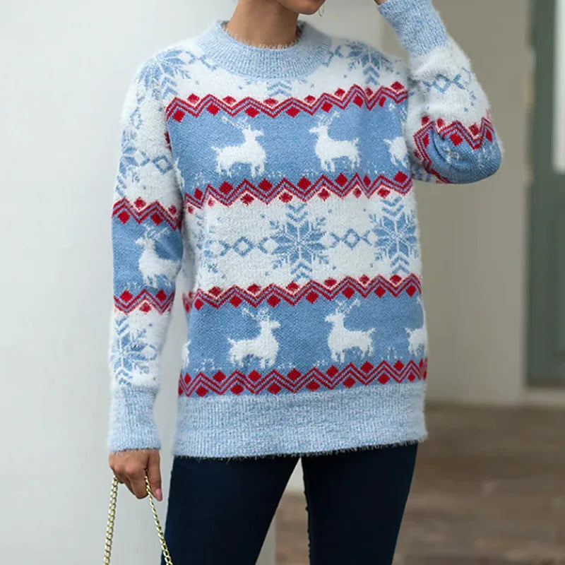 Jacquard Rentier Pullover für die festliche Jahreszeit