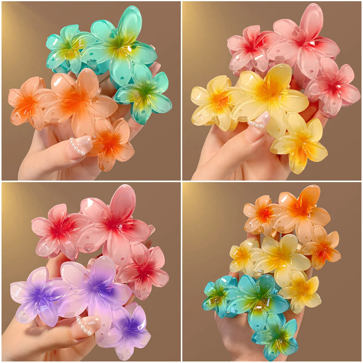 Große Blumen-Haarklammer (11 cm) – Candy-Farbe Farbverlauf Shark Clip für Frauen & Mädchen