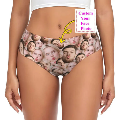 Personalisierte Foto-Höschen für Frauen – Gesicht Foto Unterwäsche (95% Polyester/5% Elasthan), bequeme Mid-Waist Slips als Valentinstag Geschenk