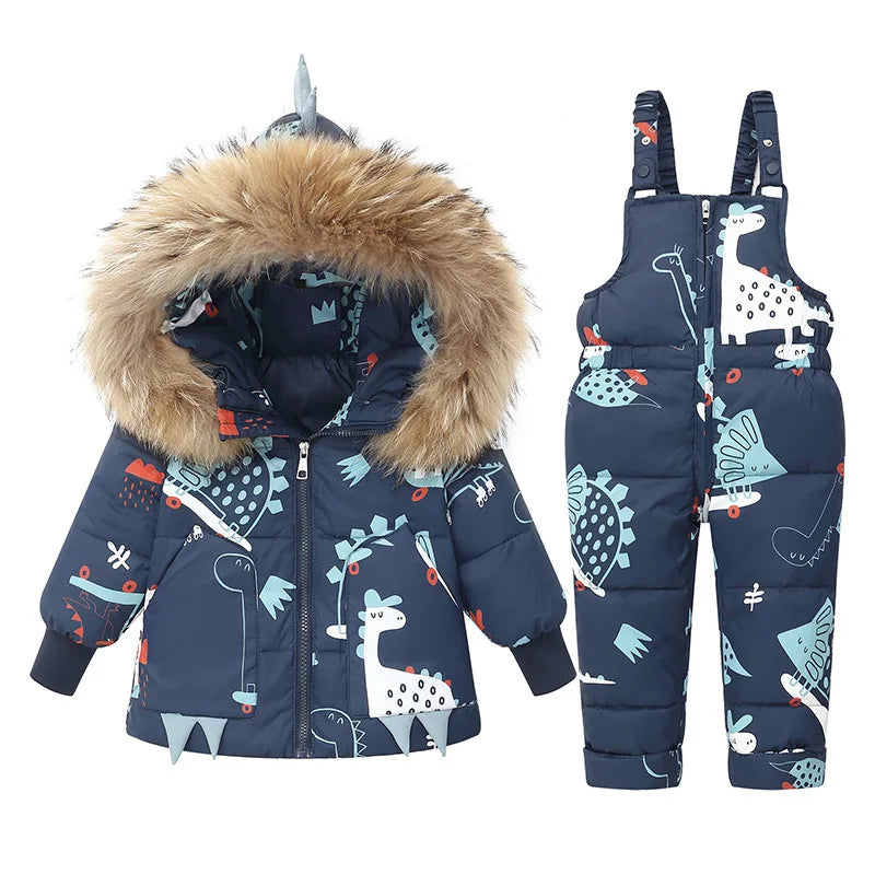 Conjunto de dinosaurio de invierno para niños: cálido, suave y listo para la aventura