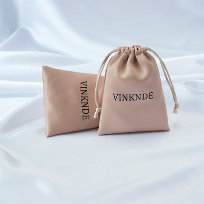 100x Personalized Satin Drawstring Bags – Jewelry Bags, Gift &amp; Candy Bags with Logo for Wedding &amp; Events