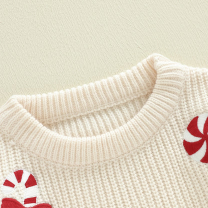 Baby Strickpullover mit Lebkuchenmann & Zuckerstangen