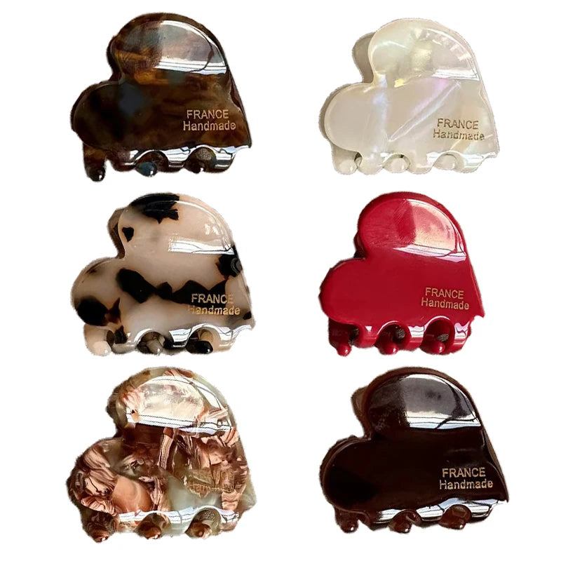 Kleine Herz-Haarklammer aus Acetat (3,5 cm) – Niedliche Haarspange im Korean Style für Damen & Mädchen