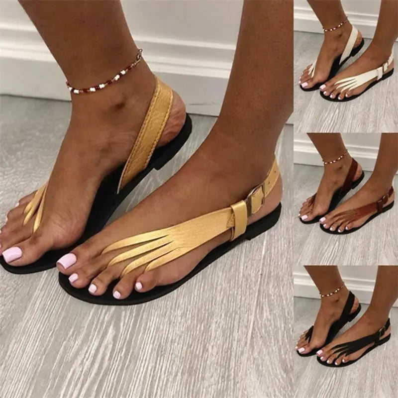 Damen Flip Flops – Flache Sandalen mit seitlicher Schnalle, große Größen & modischem Design
