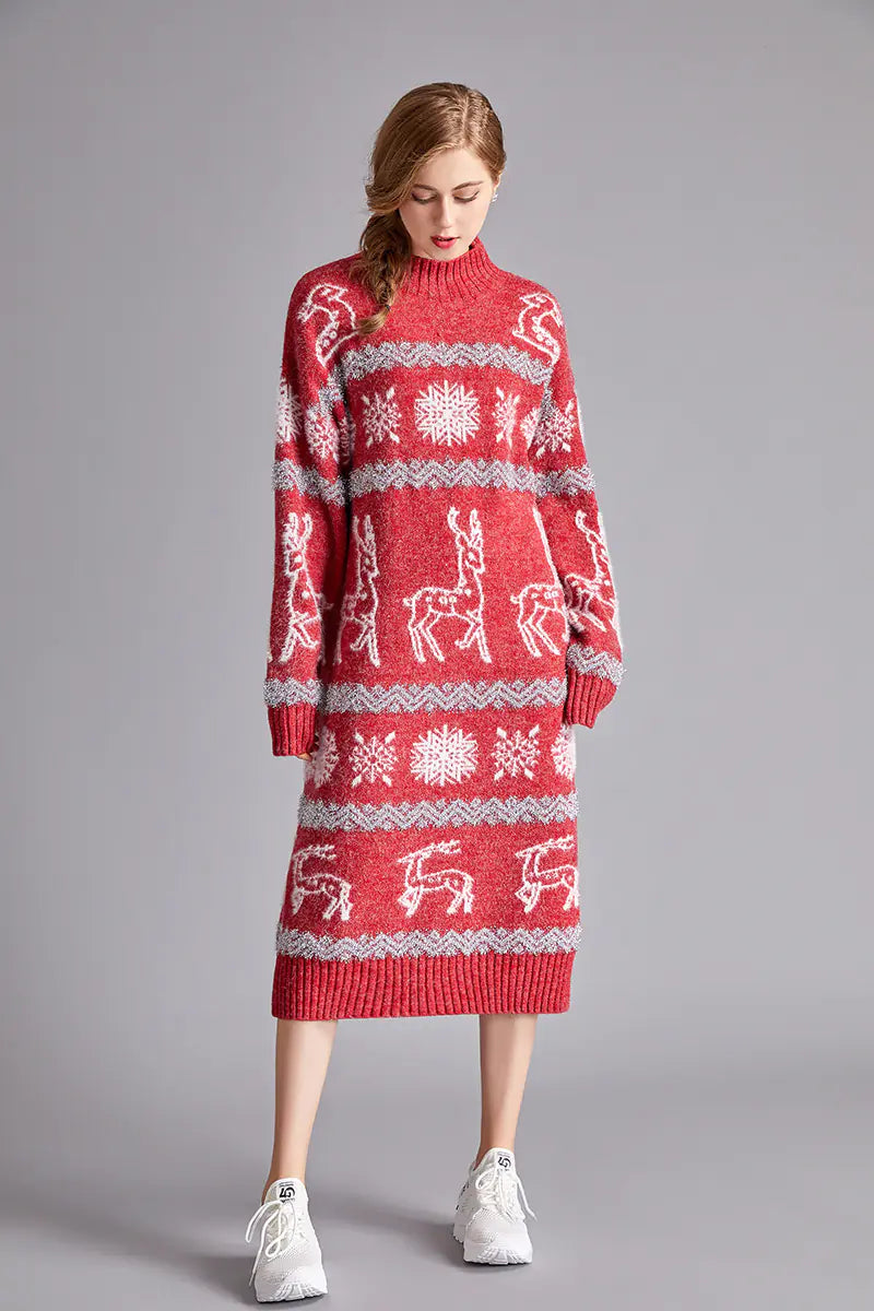 Weihnachtsrentier Samtkleid für Damen