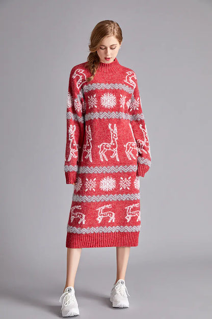 Weihnachtsrentier Samtkleid für Damen