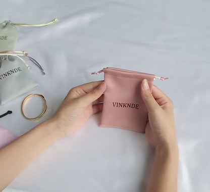 100x Personalized Satin Drawstring Bags – Jewelry Bags, Gift &amp; Candy Bags with Logo for Wedding &amp; Events