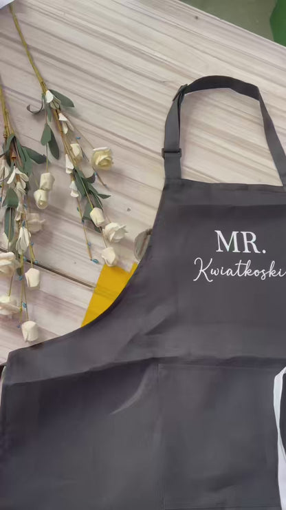 Delantales personalizados para Sr. y Sra.: regalo de boda y pareja para los novios