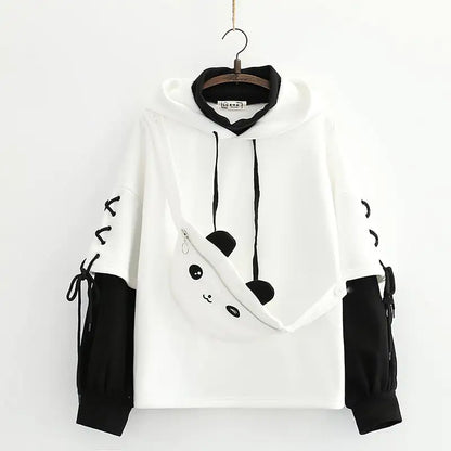Damen-Fleece-Kapuzenpullover mit Panda-Design