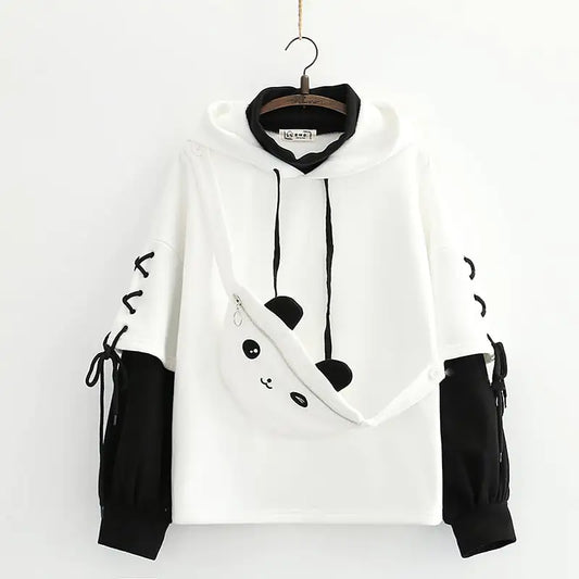 Damen-Fleece-Kapuzenpullover mit Panda-Design